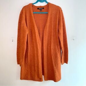 Orange Fuzzy Warm Long Cardigan Sweater Size Large